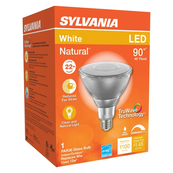 Sylvania Sylvania Natural PAR38 E26 (Medium) LED Floodlight Bulb White 90 Watt Equivalence 1 pk 40901 - main